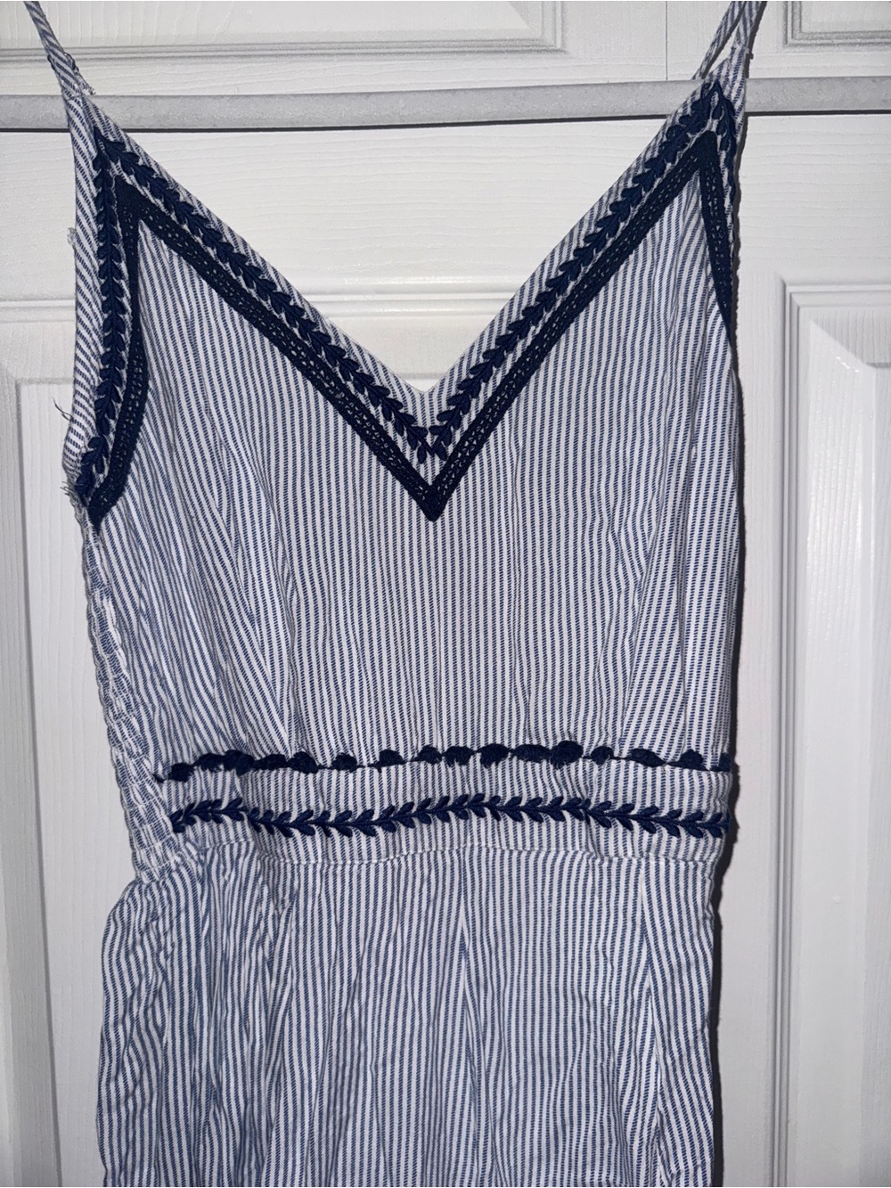 Striped Navy & White Sleeveless Jumpsuit